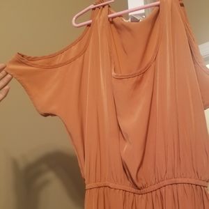 Dusty rose, forever 21, long cold-shoulder dress, size XS